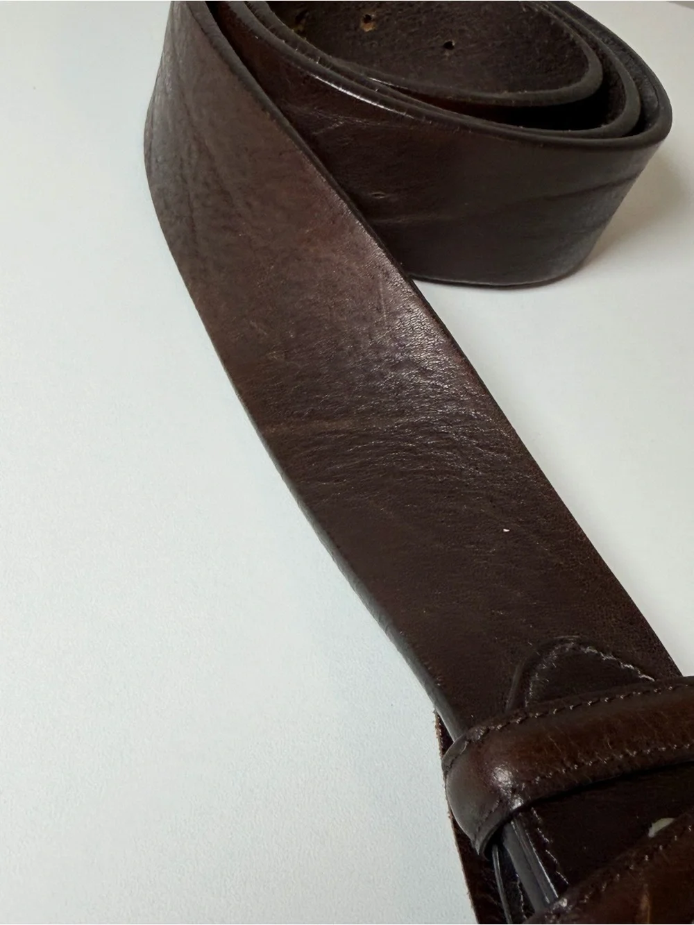 Men’s ELLIOT RHODES London 38W Dark Brown Leather Belt with Matte Silver Buckle